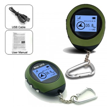 Podofo Mini GPS Tracker Tracking Device Travel Portable Keychain Locator Pathfinding Motorcycle Vehicle Sport Handheld Keychain