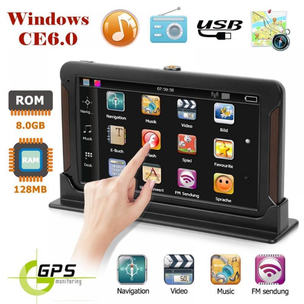 7 inch HD Car GPS Navigation Touch Screen Console 2018 Latest Map Vehicle Truck GPS Navigators Automobile FM