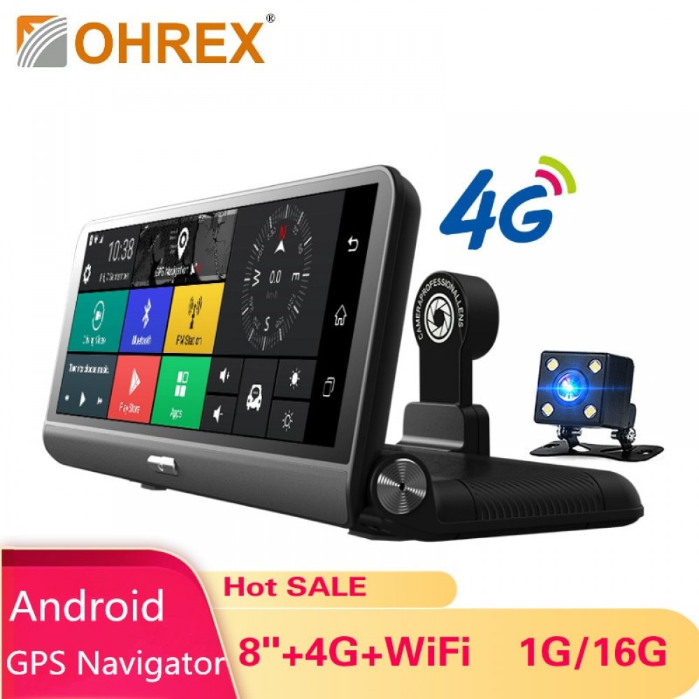OHREX T901 8 inch 4G Android GPS Navigator camera car DVR ADAS full HD 1080P dual lens car Bluetooth with Google Maps