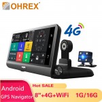 OHREX T901 8 inch 4G Android GPS Navigator camera car DVR ADAS full HD 1080P dual lens car Bluetooth with Google Maps