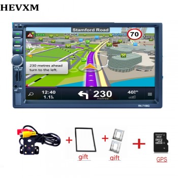 HEVXM 2 din Car DVD player 7 Universal Double Din GPS Navigation Video Mutimedia Stereo audio MP5 Car radio multimedia player