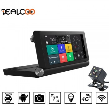 Dealcoo 4G Car GPS Navigation Android 5.1 Bluetooth Free Navitel Europe Maps FHD 1080P Car DVR ADAS Dual Lens Camera Navigator