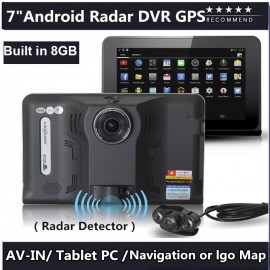7 inch Car DVR GPS Navigation Android Radar Detector 1080P DVR 16GB Truck vehicle gps navigator navitel with Rear view camera