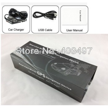 4.3 Inch GPS  Rearview Mirror with  bluetooth  AV IN 4GB load 3D MAP