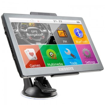 KMDRIVE 7 inch Car GPS Navigation Sat Nav 256 RAM/8GB Memory Bluetooth AV-IN Bundle  Free New Maps