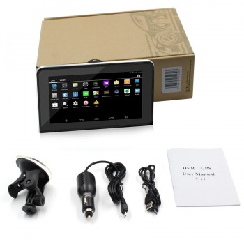 New full HD 1080P 7 inch Touch Screen Android 4.4.2 Car DVR GPS Navigation Wifi FM Parking Dash camera  DDR3 512M 16GB free Maps