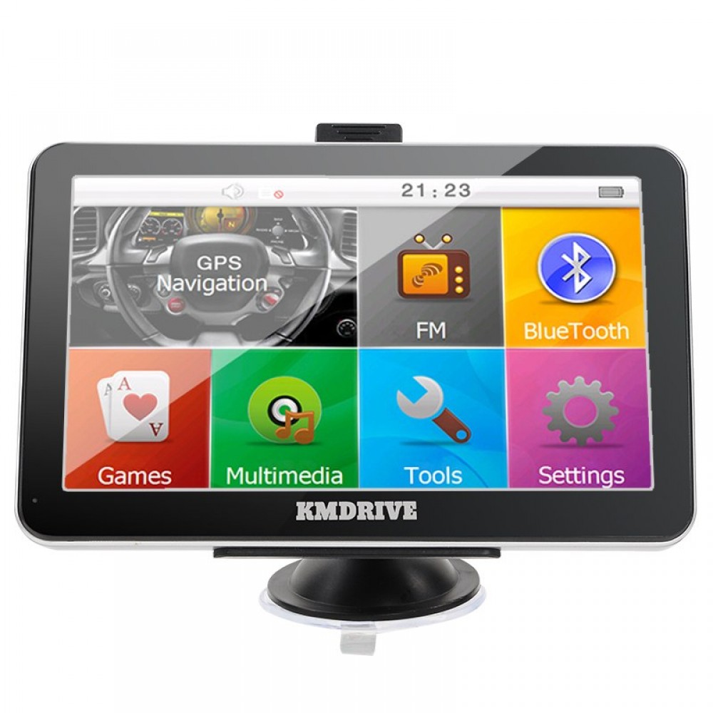KMDRIVE 7 inch Sat Navigator Car GPS Navigation Bluetooth AV-IN 800MHZ FM Transmitter+8GB bundle Free Latest Maps