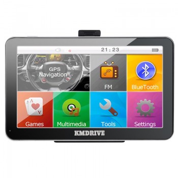 KMDRIVE 7 inch Sat Navigator Car GPS Navigation Bluetooth AV-IN 800MHZ FM Transmitter+8GB bundle Free Latest Maps