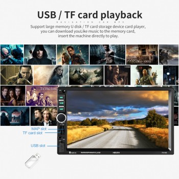 2 Din Car Multimedia Player+GPS Navigation+Camera Map+Frame 7 HD Touch Screen Bluetooth Autoradio MP4 MP5 Video Stereo Radio