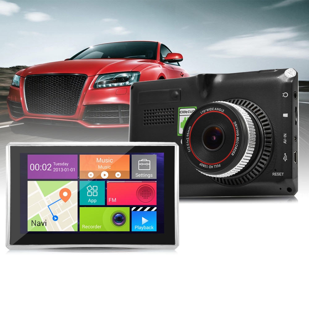 5 inch Car Tablet GPS Navigation Android 4.4 MTK8127 1080P Touch Screen 170 Degree DVR WiFi Multi-media Player with free Map