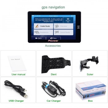 7 inch HD Car GPS Navigation FM 8GB/256M DDR/800MHZ Map Free Upgrade Spain/ Europe/USA+Canada/Israel Truck gps Sat navigator