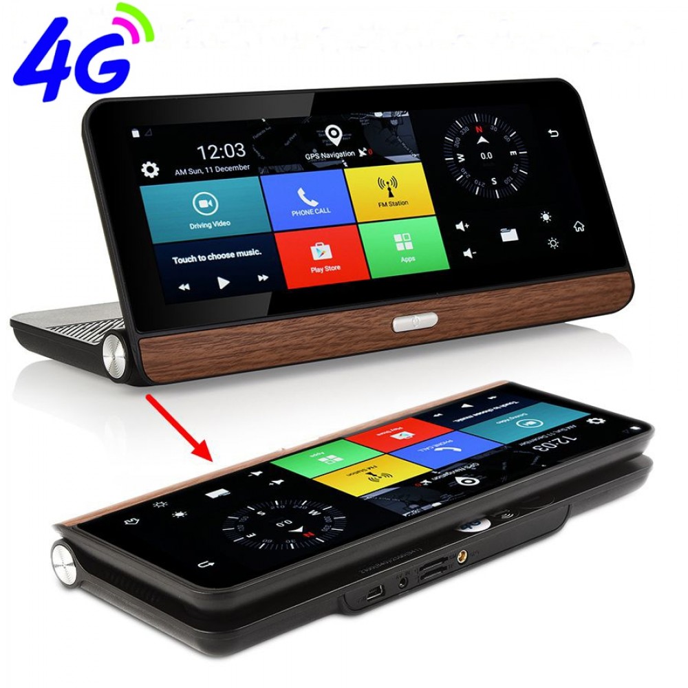 Udricare 8 inch 4G SIM Card GPS Android 5.1 Dashboard WiFi Bluetooth 1080P DVR Dual Lens Rear View Camera Video Recorder 4G GPS
