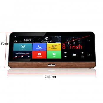 Udricare 8 inch 4G SIM Card GPS Android 5.1 Dashboard WiFi Bluetooth 1080P DVR Dual Lens Rear View Camera Video Recorder 4G GPS
