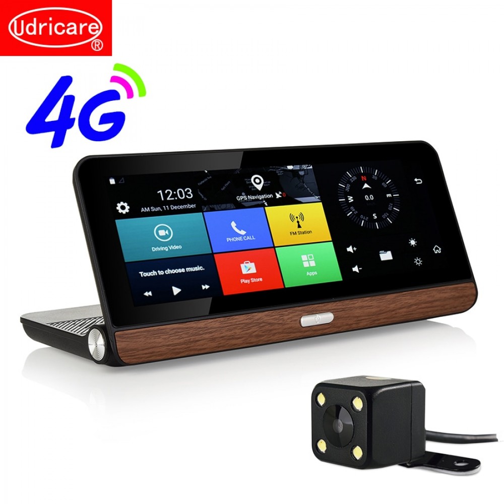 Udricare 8 inch 4G GPS Android 5.1 WiFi Bluetooth 4G SIM Card Dashboard GPS 1080P DVR Dual Lens Rear View Camera Video Recorder