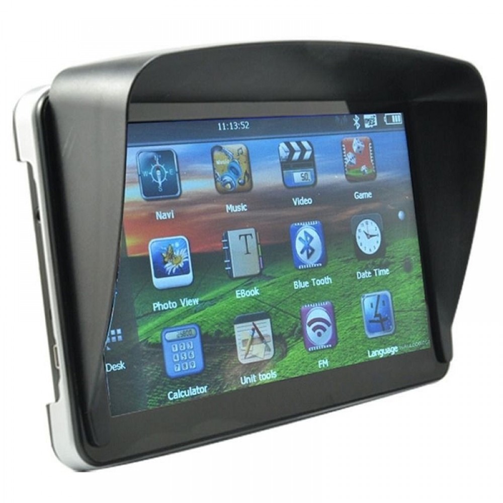 KMDRIVE 7 inch HD Touch Car GPS Navigation Sat Nav FM 8GB Bluetooth AV-IN Free Sunshade Bundle Latest maps