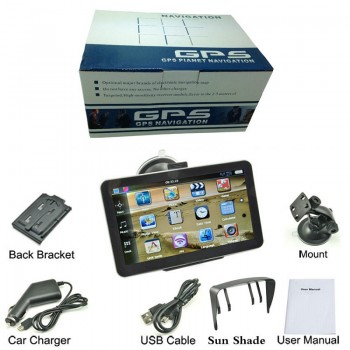 KMDRIVE 7 inch HD Touch Car GPS Navigation Sat Nav FM 8GB Bluetooth AV-IN Free Sunshade Bundle Latest maps