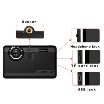 Anfilite 7 inch Capacitive Android car GPS Navigator Quad Core 16GB car DVR dash cam dual cameras 1080P record free maps