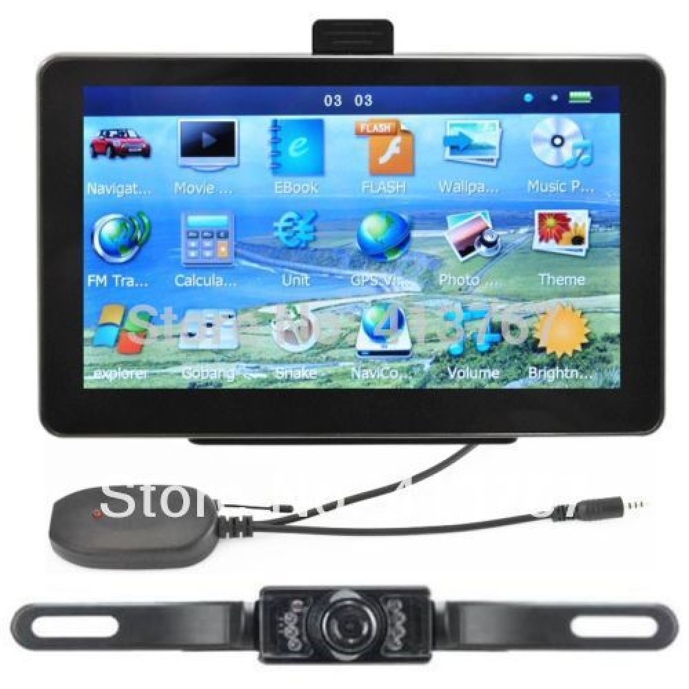 7 Car GPS Navigation + Wireless Reverse Camera Bluetooth AV-IN New  Map 4GB POI