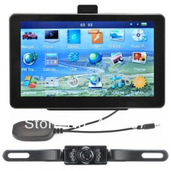 7 Car GPS Navigation + Wireless Reverse Camera Bluetooth AV-IN New  Map 4GB POI