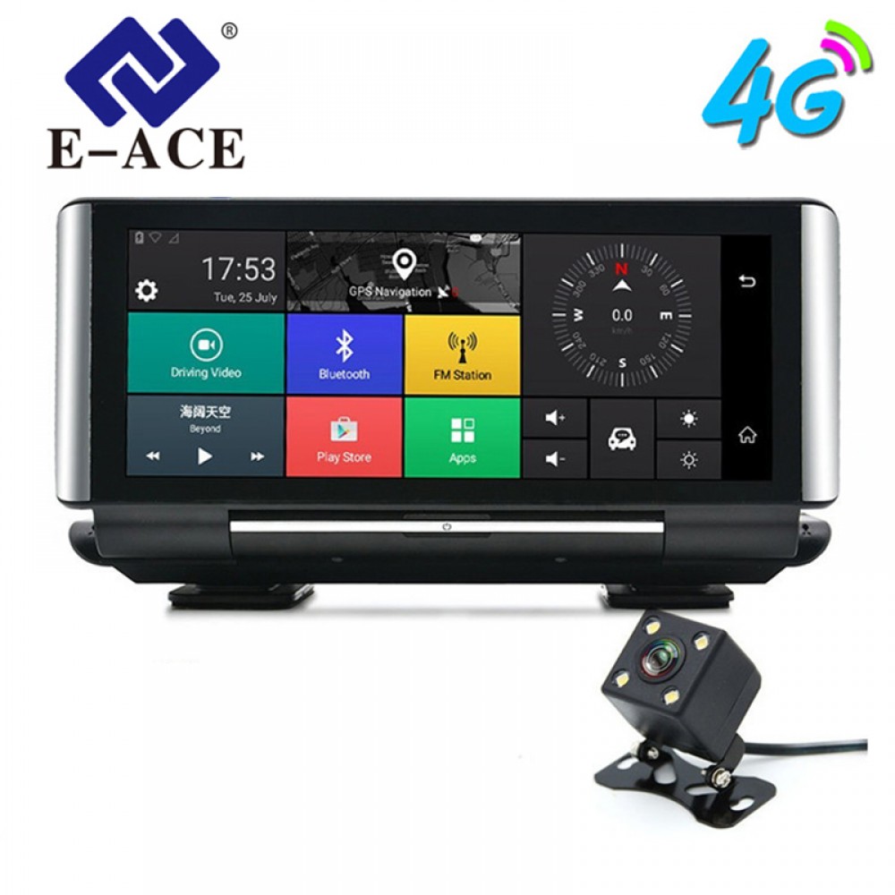 E-ACE Car DVR GPS 4G Navigation Tracker 6.86 Android 5.1 Car Camera WIFI 1080P ADAS Video Recorder For Car Tourism Navigators