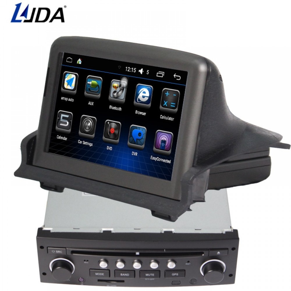 LJDA 2 din 7 inch Android 6.0 Car DVD Player for Peugeot 307 2007-2011 GPS Navigation Bluetooth USB Multimedia Free Map FM Radio