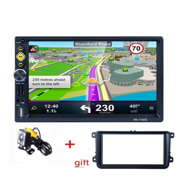 Hot Reverse Camera+GPS map 72 Din Car GPS Navigation Stereo DVD Player Bluetooth iPod Radio FM AM Receiver MP3 Indash Head Unit