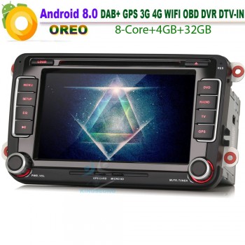 DAB+Android 8.0 Autoradio Car GPS Navigation for VW Polo MK5 / 6R WiFi 4G CD GPS NAVI RDS OBD Radio BT DVD USB SD DVR Car Stereo