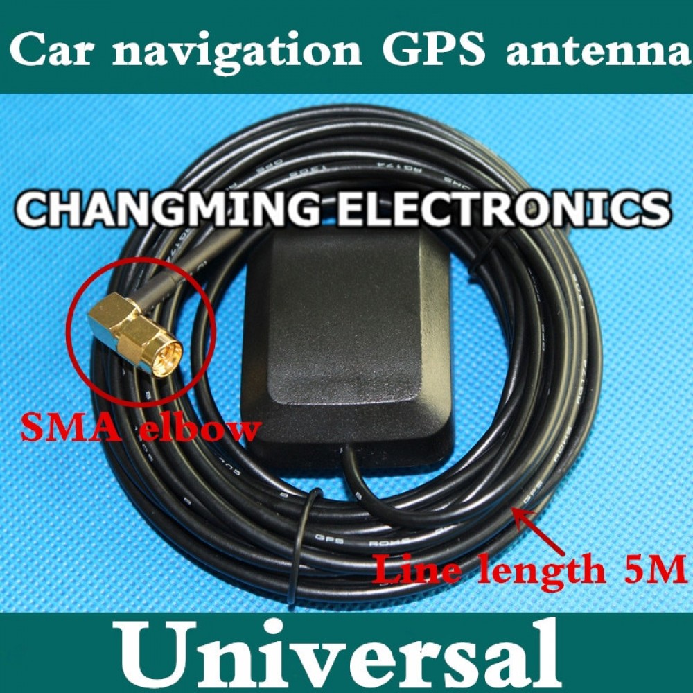 Universal car navigation GPS antenna/SMA elbow/two-stage amplification/5m long/DM1575.42MHZ(working 100% Free Shipping) 1PCS