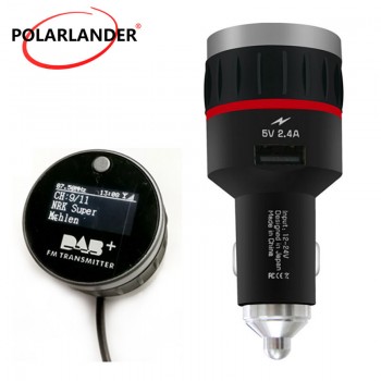 Car DAB Radio Cigarette Lighter With Converter Plug-and-Play Knob With 5V 2.4A A USB Part FM Transmitter Tuner Receiver