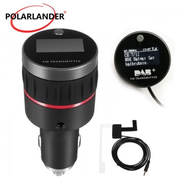 Car DAB Radio Cigarette Lighter With Converter Plug-and-Play Knob With 5V 2.4A A USB Part FM Transmitter Tuner Receiver