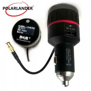 Car DAB Radio Cigarette Lighter With Converter Plug-and-Play Knob With 5V 2.4A A USB Part FM Transmitter Tuner Receiver