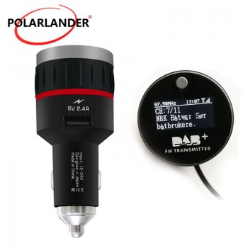 Car DAB Radio Cigarette Lighter With Converter Plug-and-Play Knob With 5V 2.4A A USB Part FM Transmitter Tuner Receiver