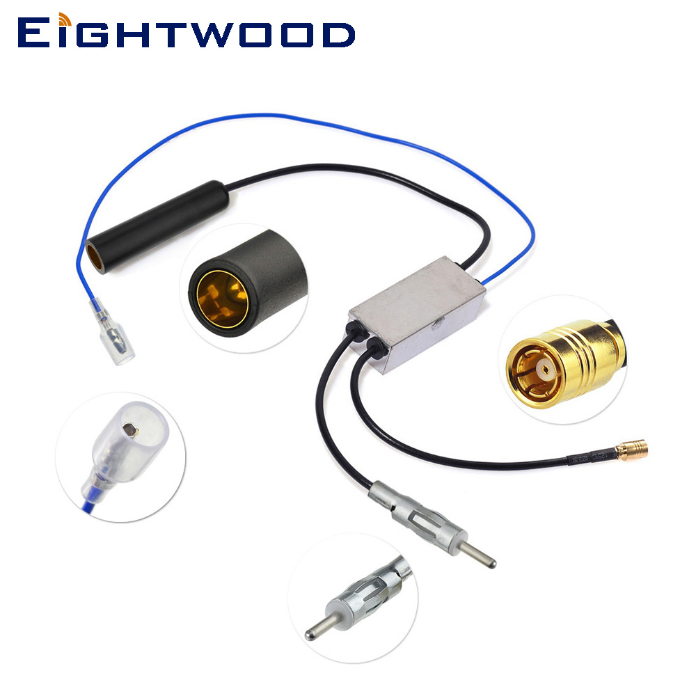 Eightwood Auto DAB+ AM/FM Car Radio Aerial Antenna Splitter DIN 41585 Female to Male and SMB  Aftermarket Conversion Cable
