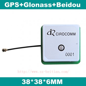 GPS antenna,BeiDou+GLONASS+GPS antenna,cirocomm internal active patch GNSS antenna 38*38*6mm,BT-0001