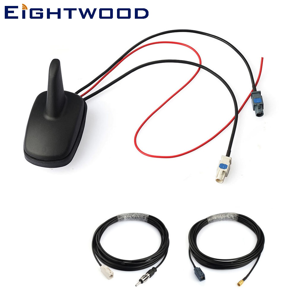 Eightwood Car DAB+FM Radio Stereo Amplified Aerial Roof Mount Shark Fin SMB Antenna Replacement Cable for Pioneer Sony DAB