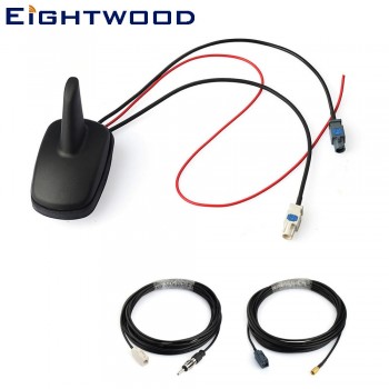 Eightwood Car DAB+FM Radio Stereo Amplified Aerial Roof Mount Shark Fin SMB Antenna Replacement Cable for Pioneer Sony DAB