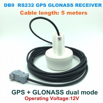 4800 baud rate, 12V rs232 DB9 RS-232 GPS glonass receiver Antenna support 1-10HZ   Gnss  Chip Module Design,NMEA0183.
