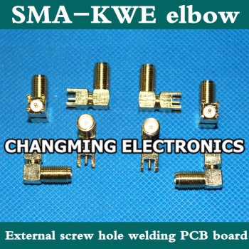 SMA-KWE elbow four-foot external screw hole welding PCB board to connect the antenna RF head(working 100% Free Shipping)10PCS