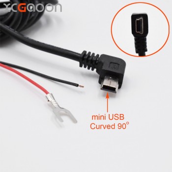 XCGaoon Car Charger DC Converter Module 12V 24V To 5V 2A with mini USB Cable (Curved Right) Low Voltage Protection Length 3.5m