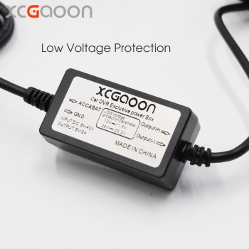 XCGaoon Car Charger DC Converter Module 12V 24V To 5V 2A with mini USB Cable (Curved Right) Low Voltage Protection Length 3.5m