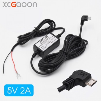 XCGaoon Car DC Converter Module Input 12V 24V Ouput 5V 2A with micro USB Cable (Curved Right) Low Voltage Protection Length 3.5m