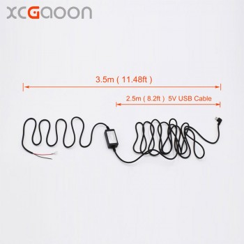 XCGaoon Car DC Converter Module Input 12V 24V Ouput 5V 2A with micro USB Cable (Curved Right) Low Voltage Protection Length 3.5m