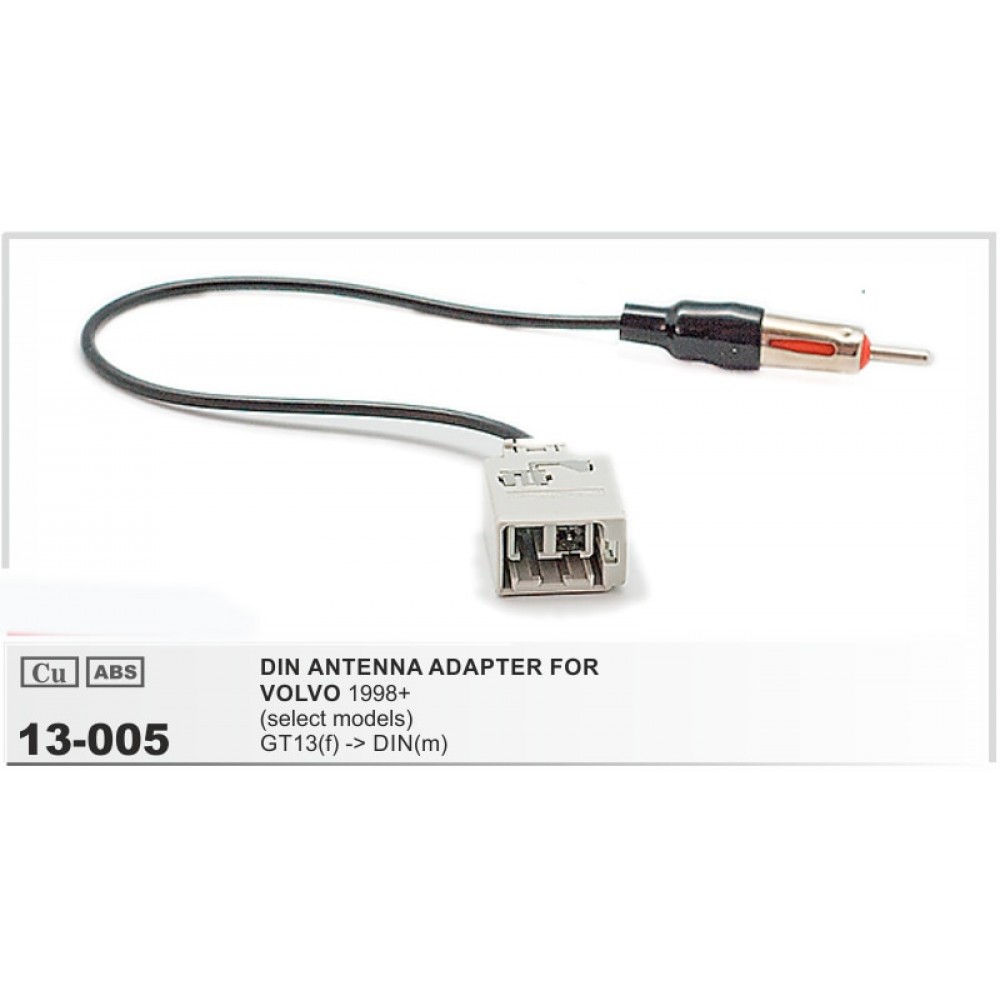 ALYVAT car DVD Radio stereo ISO cable Antenna Aerial Adapter for VOLVO 1998+ (select) GT13(f) -gt; DIN(m) Adaptor Connector Plug