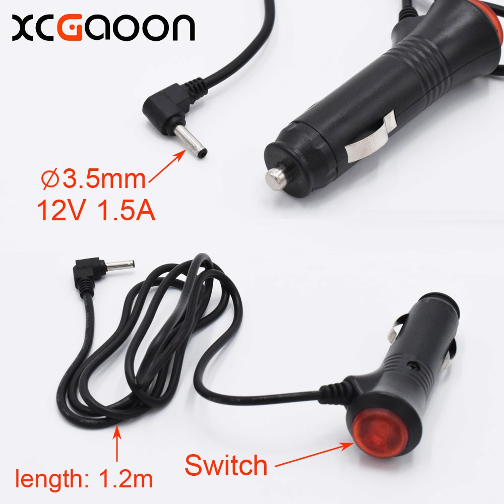 XCGaoon 3.5mm Port Car Charger For Car Radar Detector / Car DVR Camera, input 12V, output 12V 1.5A, fit DC 12V Car, length 1.2m