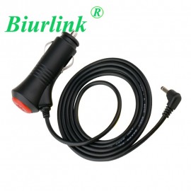 Biurlink 3.5MM Plug DC 12V 1.5 Meters Cable Length Car Charger for GPS Radar Detector Cigarette Lighter with Swicth Button
