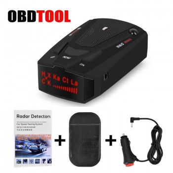 New Black Auto Car Anti Radar Detector English Russian Voice Vehicle V7 Speed Voice Alert Warning 16 Band LED Display Detector