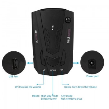 New Black Auto Car Anti Radar Detector English Russian Voice Vehicle V7 Speed Voice Alert Warning 16 Band LED Display Detector