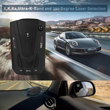 New Black Auto Car Anti Radar Detector English Russian Voice Vehicle V7 Speed Voice Alert Warning 16 Band LED Display Detector