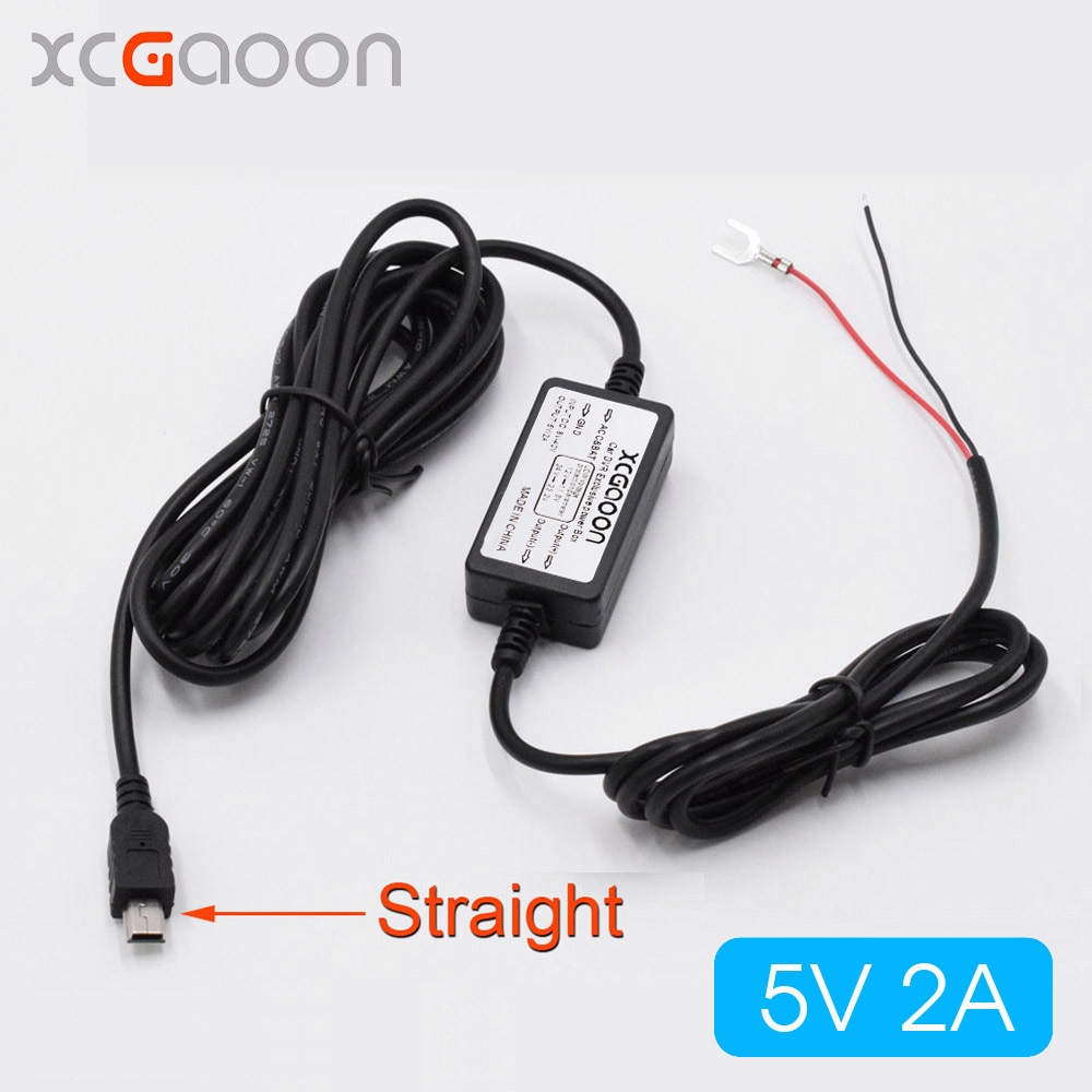 XCGaoon Car Charger DC Converter Module 12V 24V To 5V 2A with Straight mini USB Cable fit Car DVR Camera GPS Cable Length 3.5m