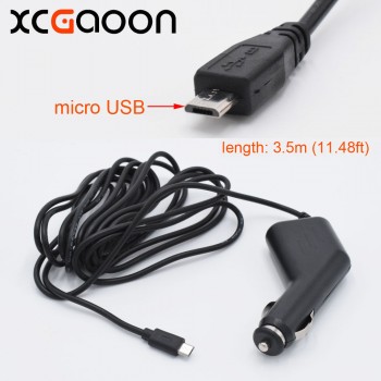 XCGaoon 5V 2A Micro USB Car Charger for Car DVR Camera / Smartphone Mobile / GPS fit 12V 24V Car, Cable Length 3.5meter